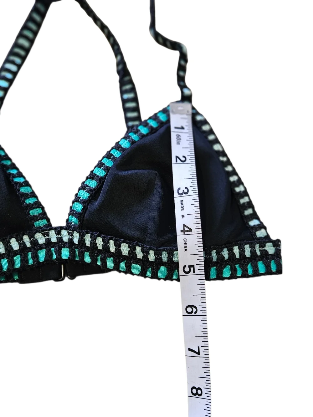 Victoria's Secret Black Bikini Top with Teal & Light Blue Trim Size XS - Picture 8 of 10